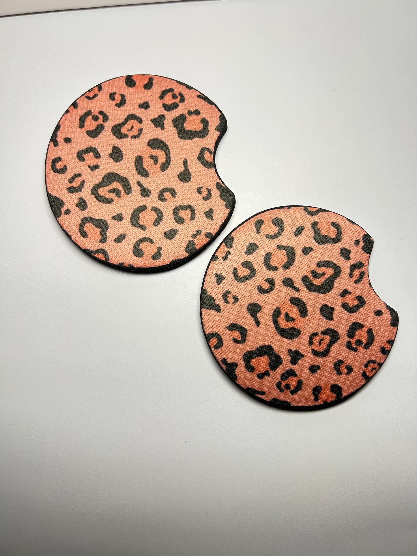 Pink Cheetah Print Car Coasters