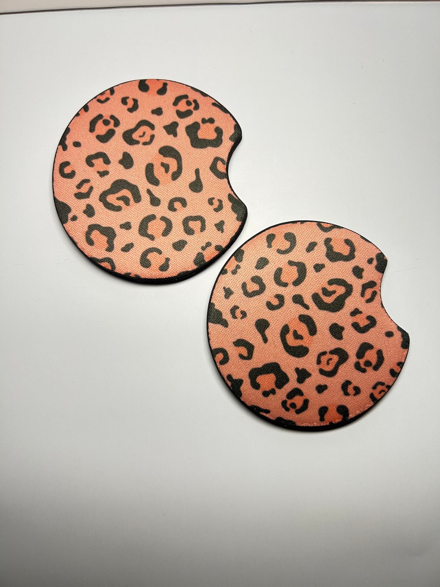 Pink Cheetah Print Car Coasters