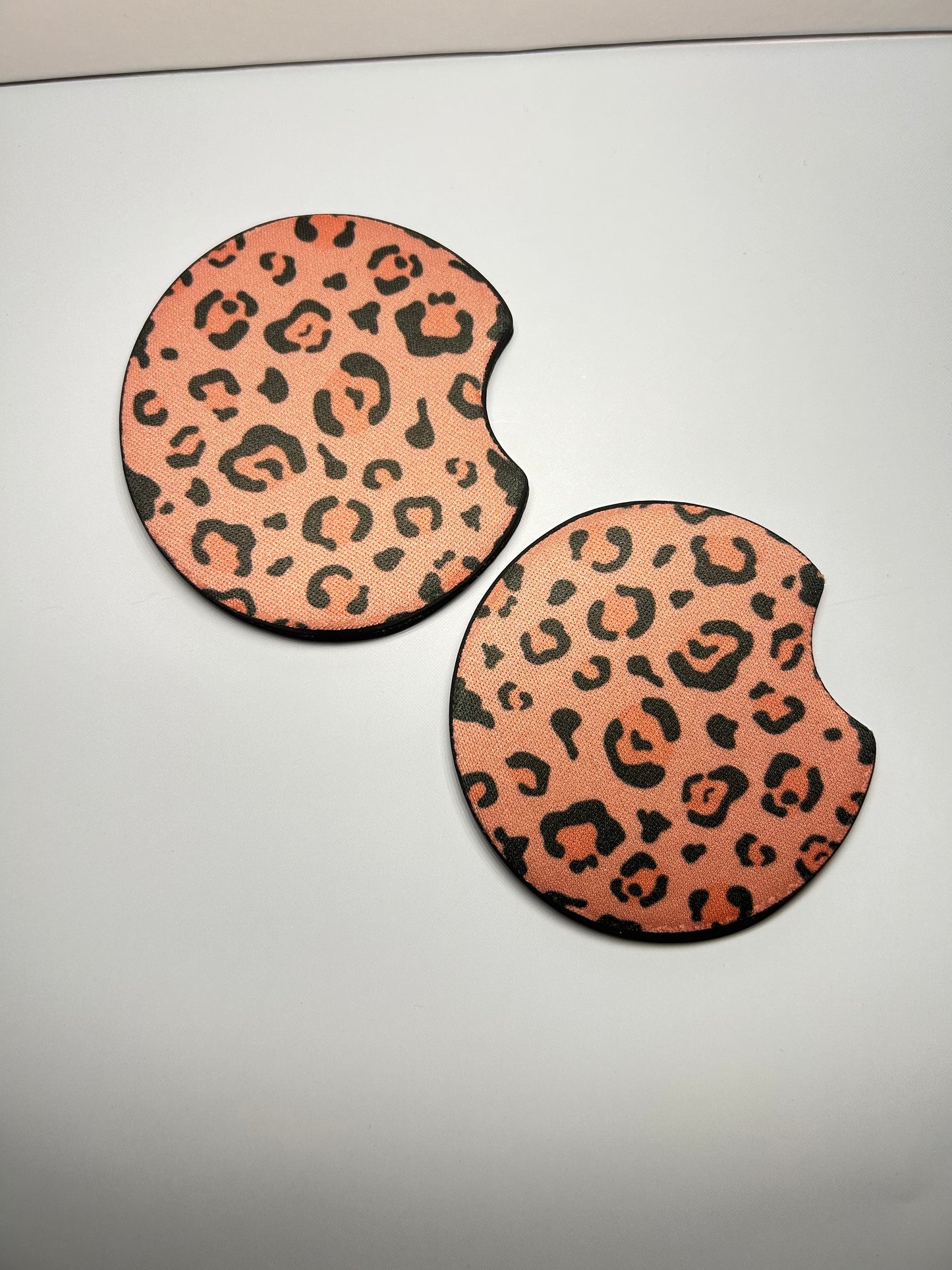 Pink Cheetah Print Car Coasters