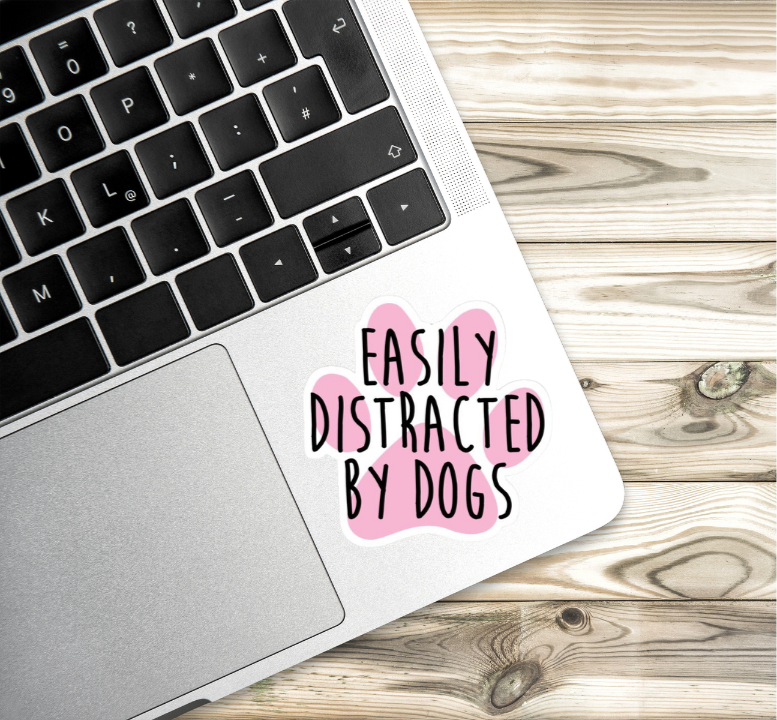 Easily Distracted By Dogs Vinyl Sticker